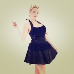 H&R London Black Lace Gothic Pinup Dress